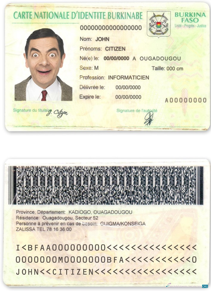 Download Burkina Faso ID Photoshop template